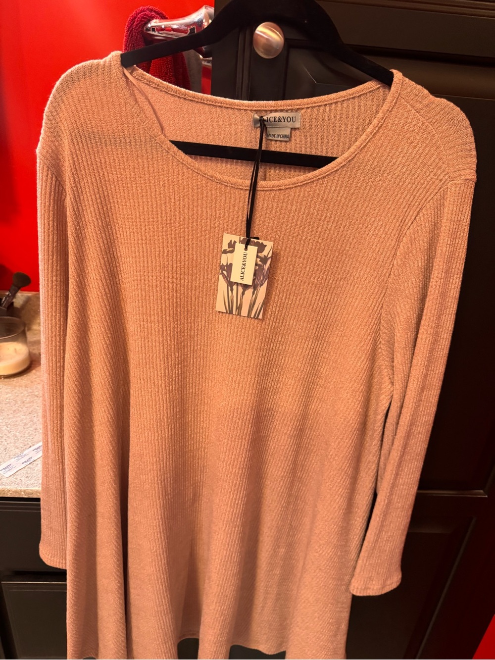 Alice & You Dusty Rose Ribbed Long-Sleeve Tunic